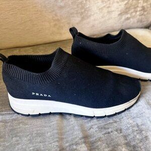 Women's Prada Sneakers.  Knit Sock-top Slip-ons. Prada size 38 (Fits US size 8)